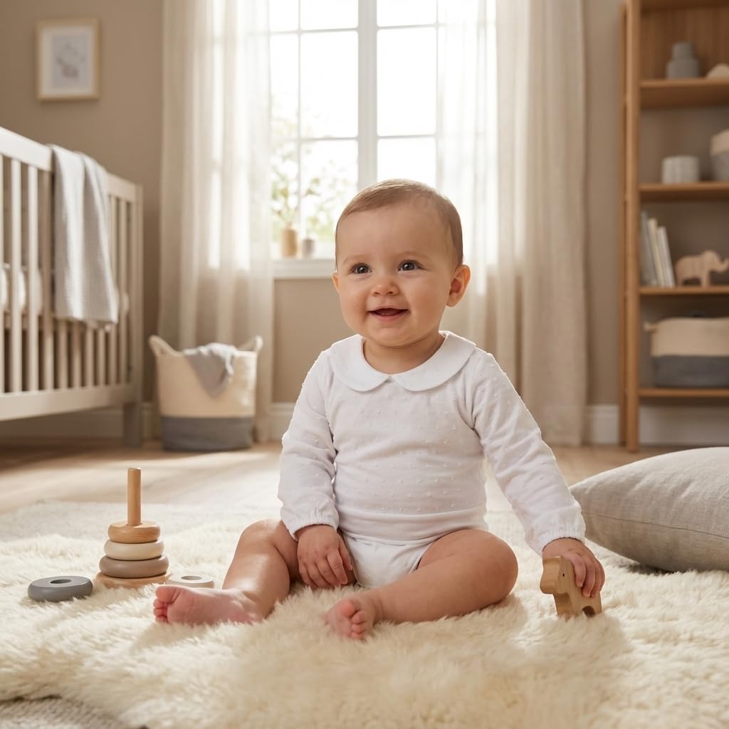 BABIDU Body Neonato Manica Lunga 100% Cotone Plumetti, Set Tessuto Morbido Traspirante e Anallergico per Pelli Sensibili, Body Collo Neonato, Abbigliamento Unisex Neonato e Bambina