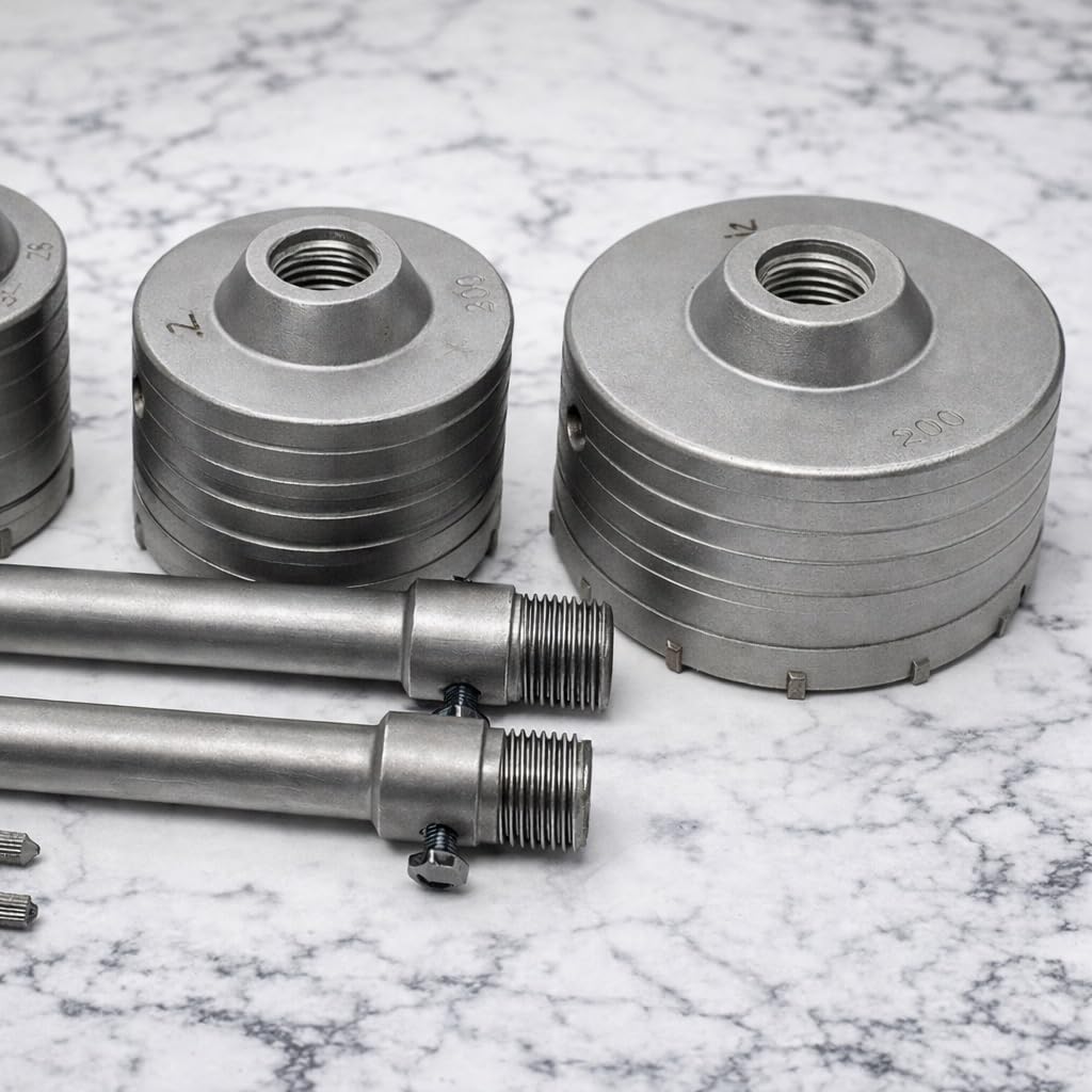 Kit da 9 pezzi con punte per trapano per cemento, TCT, mattoni, con attacco SDS Max e Plus (122592)