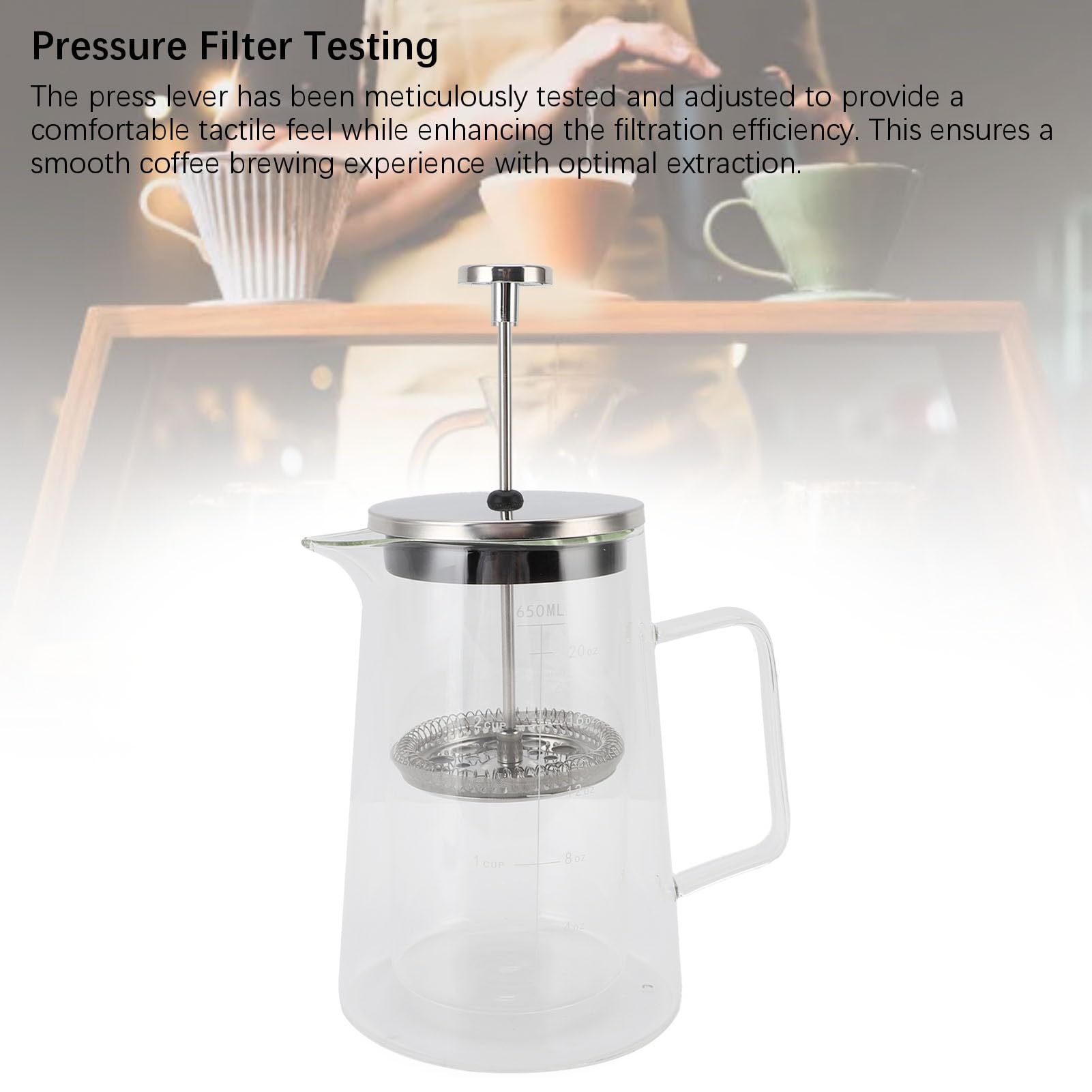 a Presión Francesa, de Vidrio de Doble Pared de 650ML con Boquilla en Forma de V, de Escalera para Sala de té de Estudio en Casa