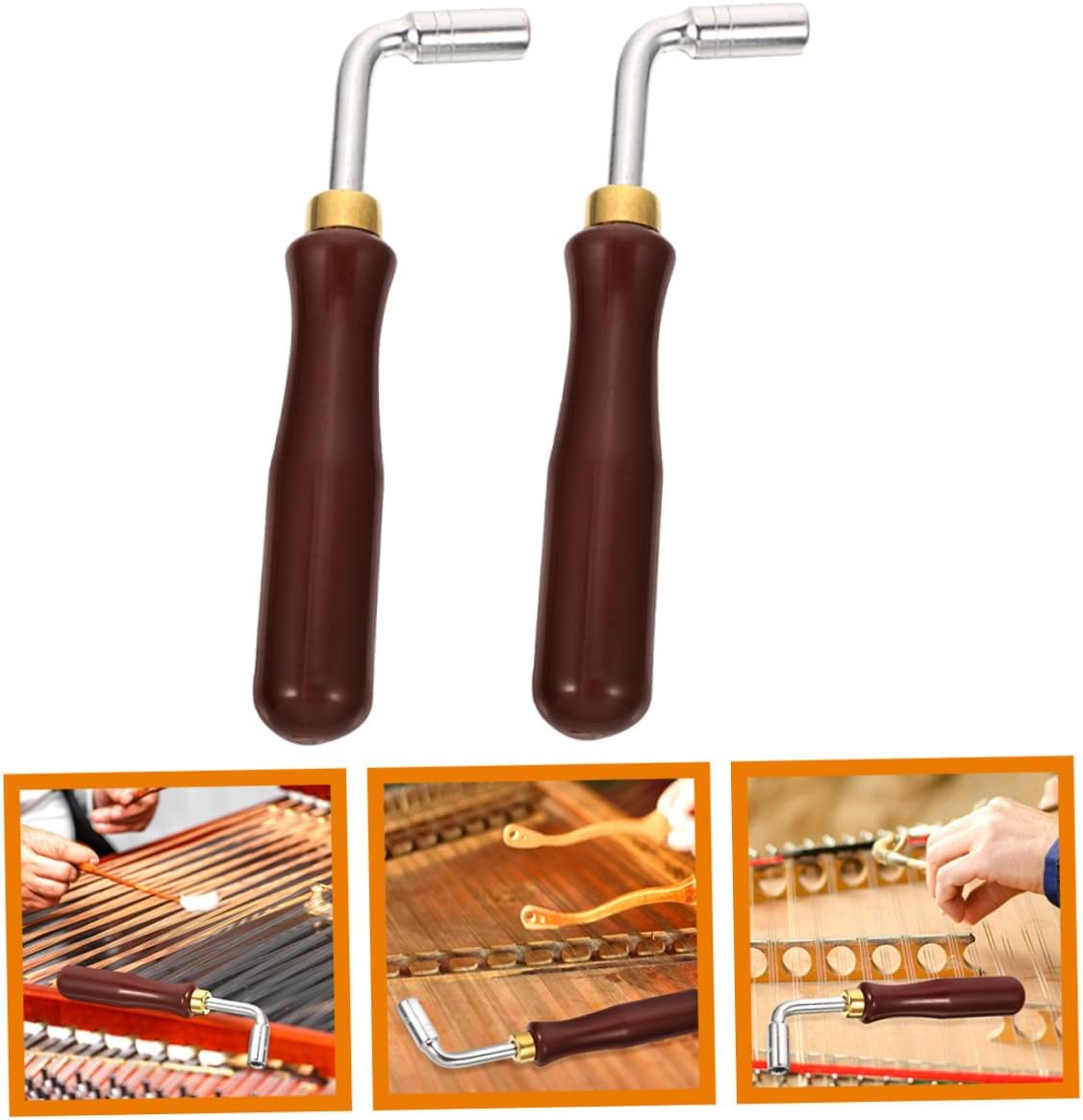 2pcs Professional Zither Tuning Tool Dulcimer Tuning Spanner Piano Tuner Wrench for Chinese Instruments