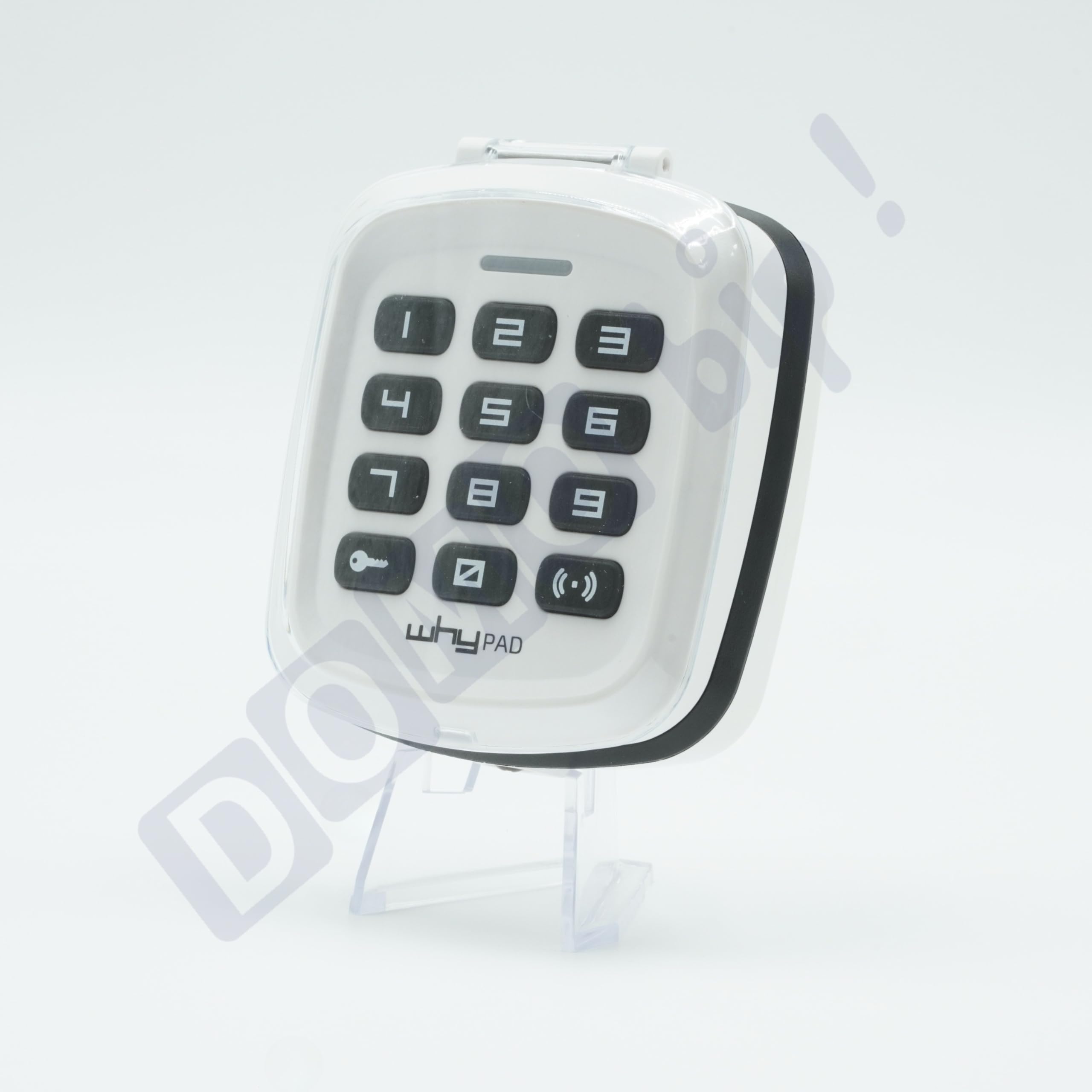 WHY PAD 8991007 - Clavier à code radio universel blanc pour motorisation portail & garage - Multi-fréquence 433/868 MHz - Code fixe et tournant + 1 Porte clés DOMOBIP (BLANC, WHY PAD UNIVERSEL)