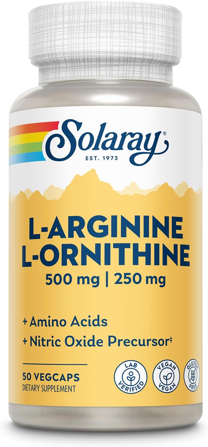 L Arginine L Ornithine 750mg Amino Acids Supplement - Precursors to Nitric Oxide - Non Essential Amino Acids Support Overall Wellness - Vegan, Gluten Free, 60-Day Guarantee - 50 Servings