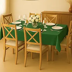 Toalha De Mesa 6 Lugares Retangular 2,10 x 1,50m Tecido Oxford 100% Poliéster Fácil de Lavar Praticidade e Durabilidade para Uso Diário (Verde)