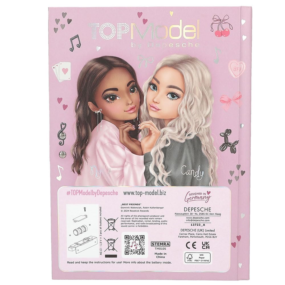 Depesche 13723 TOPModel My BFF Diary with Number Code and Sound, Book with 80 Lined and Colourful Illustrated Pages - Image 3