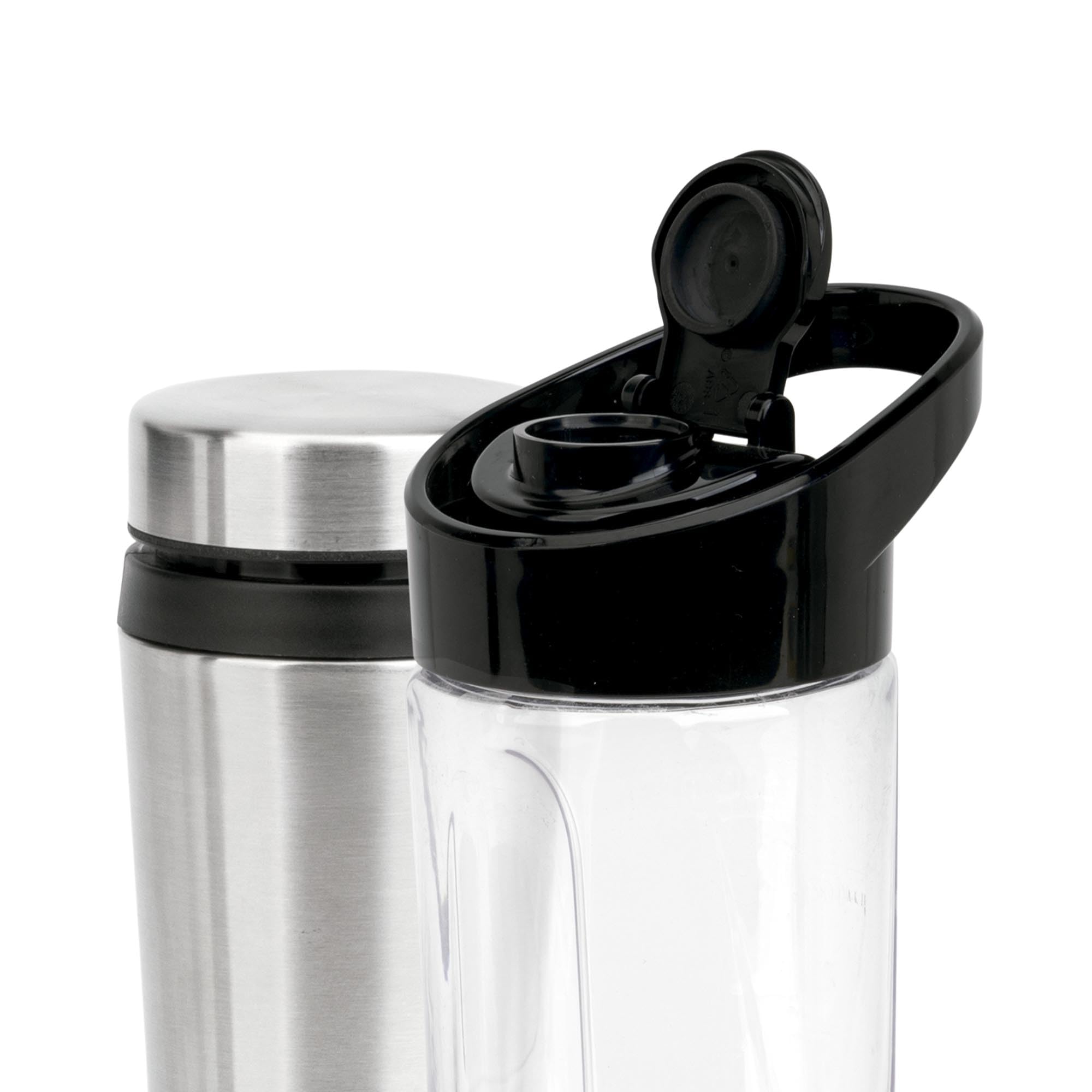 JATA JEBT1011 - Batidora de Vaso Individual 350 W, con 2 Botellas: Botella Deportiva Tritan 600 ml y Botella Termo Inox 435 ml, 4 Cuchillas Extraíbles, para Smoothies y Batidos, sin BPA