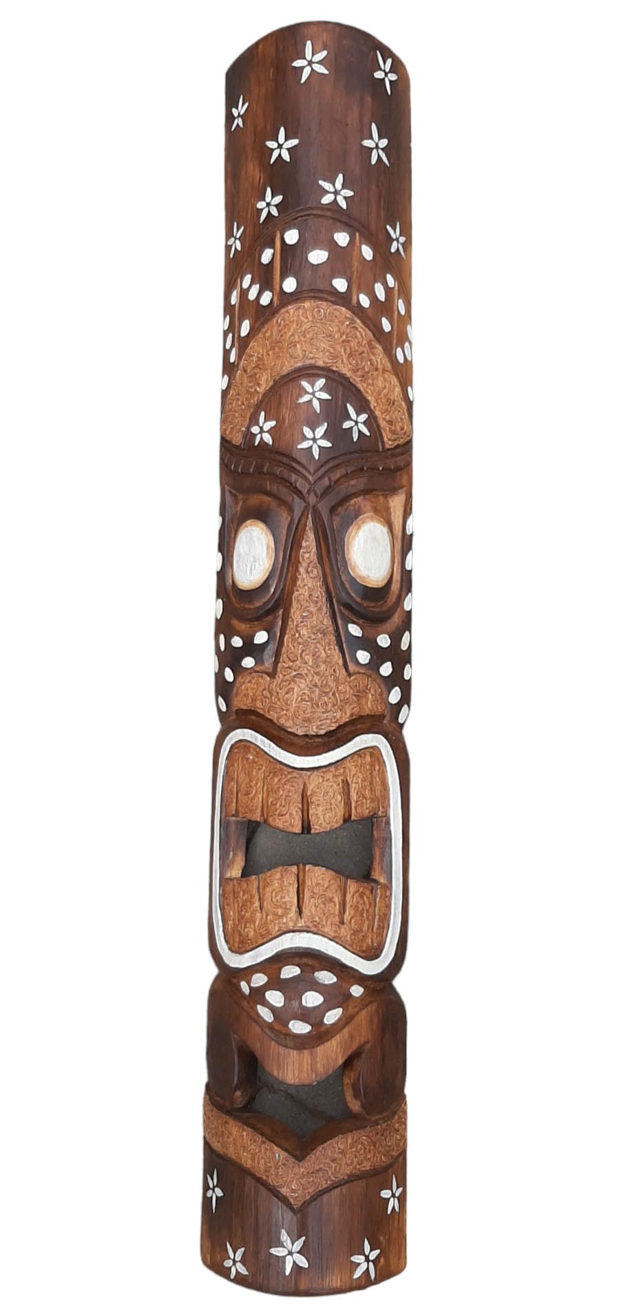 Masque Tiki Noir Et Blanc Motif De Décor Traditionnel De Polynésie Et