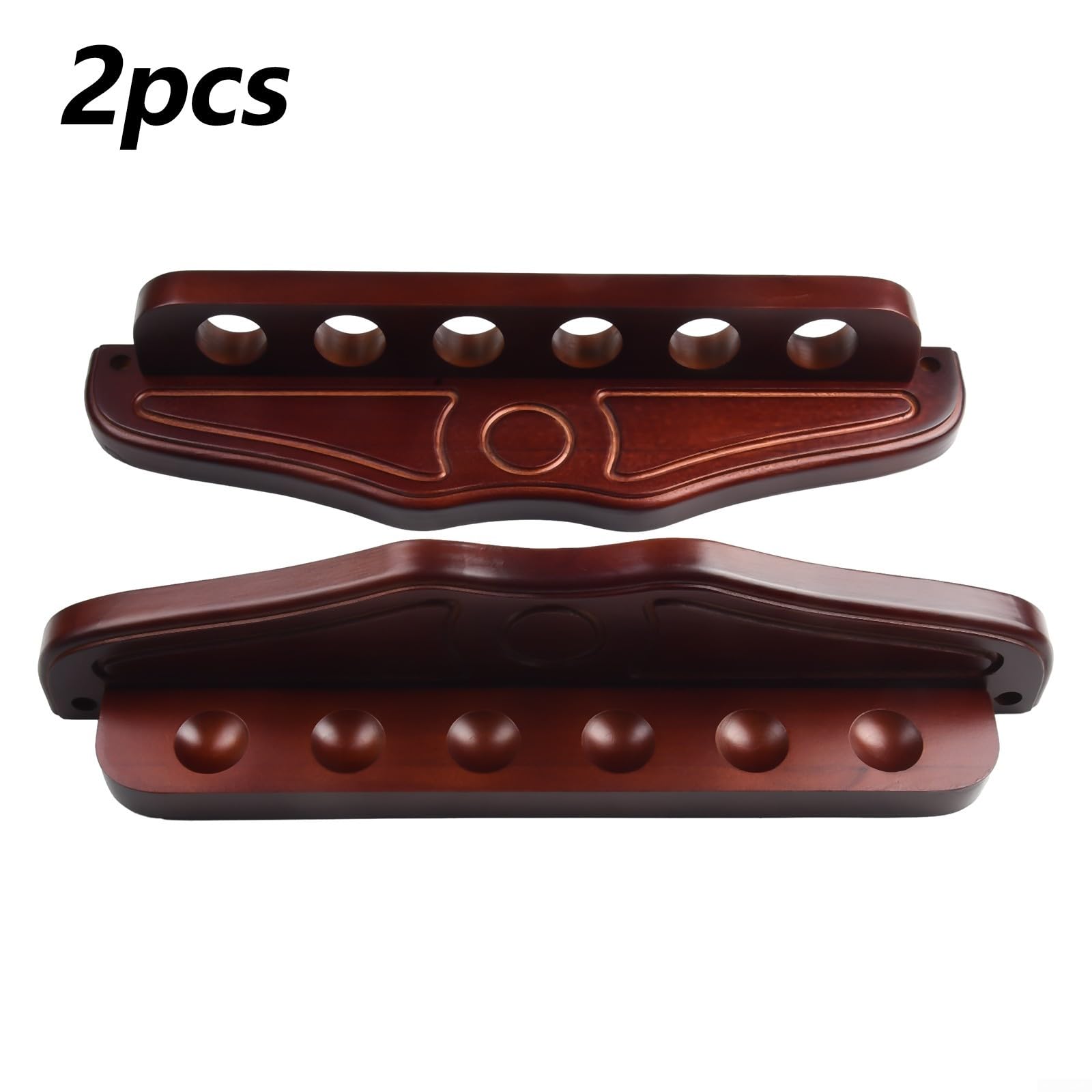 Billiard 6-Slot Pool Hanging Cue Rack, Wooden Rack Holder Stand, Wall Mount Hanging Pool Cue Sticks Rack