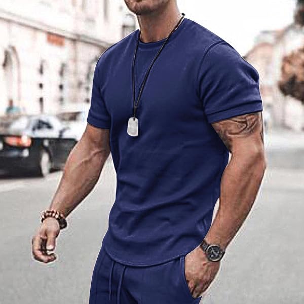 Conjunto corto de 2 piezas para hombre, conjunto de camisa polo y pantalones cortos, conjunto de chándal de manga corta y pantalones cortos para hombre - 2