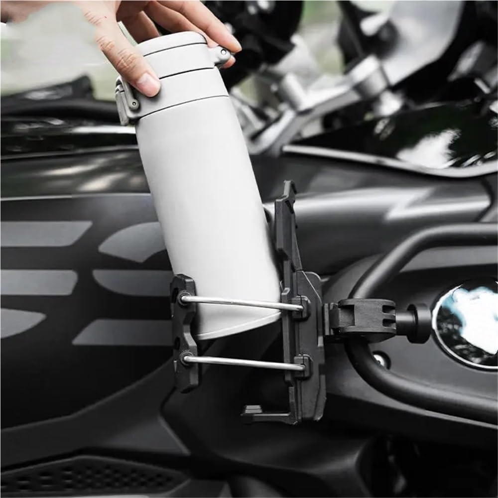Becherhalter Motorrad Motorrad- Und Fahrradfahren, Automatischer Verstellbarer Getränkehalter, Universelle rutschfeste, Verschleißfeste Wasserflaschenhalterung