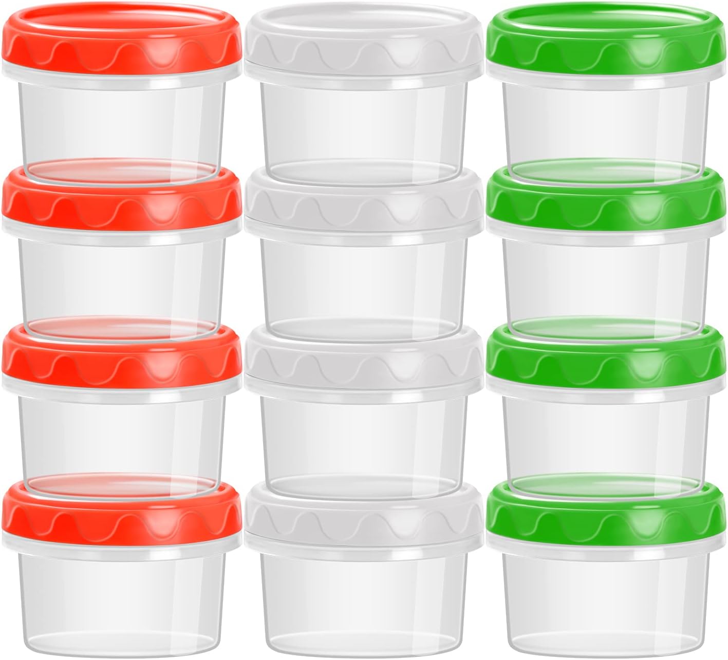 EONJOE 2 oz Plastic Containers with Lids Small Salad Dressing Container To Go Condiment Sauce Dipping Cups Jar Airtight,12-pack