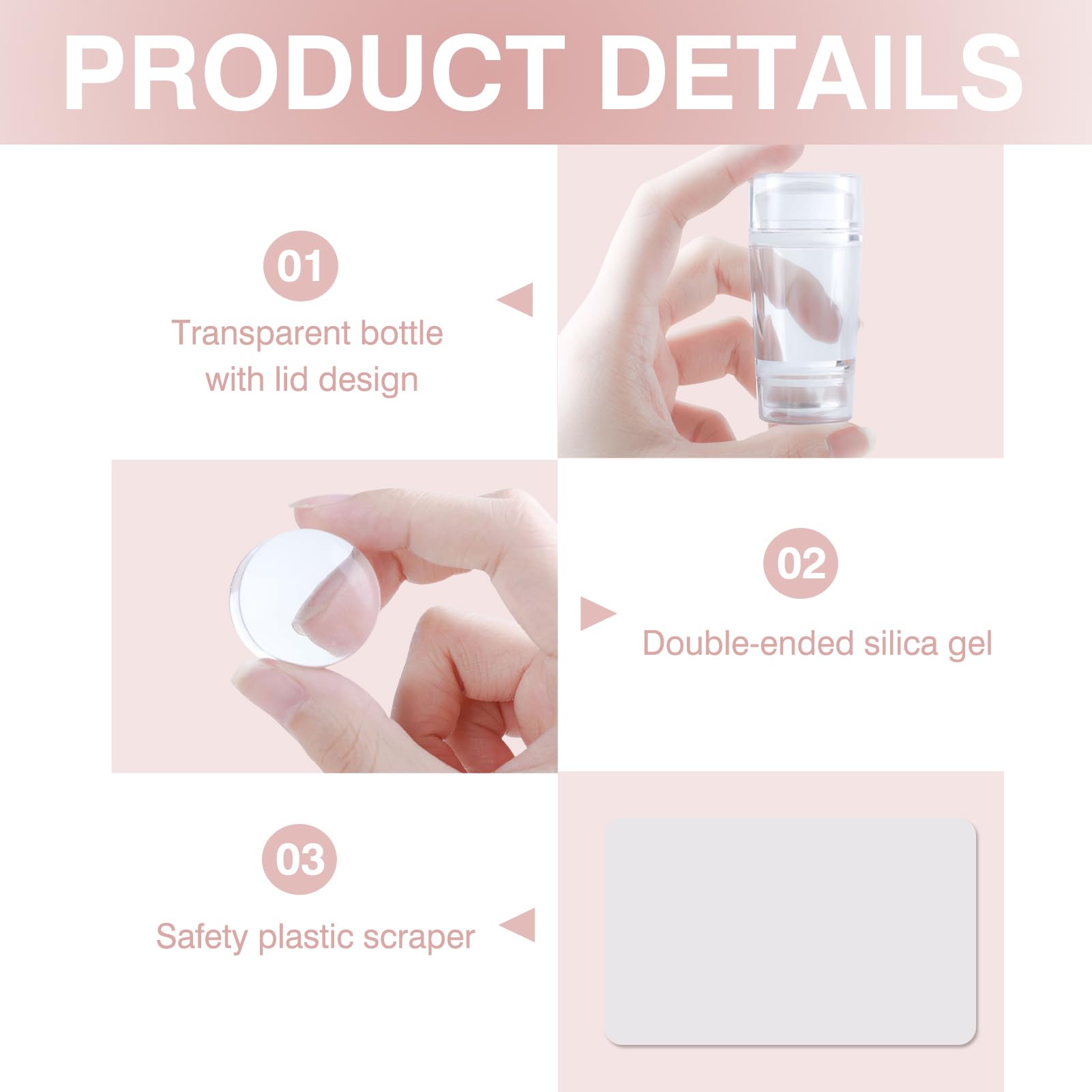 Juego de herramientas de estampación de uñas de silicona, sello de gelatina con raspador, kit de manicura DIY