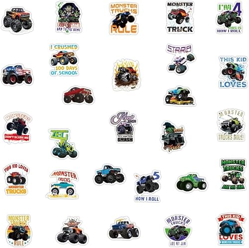 Miniatura 2 de 100 calcomanías de camión monstruo para niños, adolescentes, calcomanías de vinilo de automóviles (pegatinas) botella de agua, laptop, monopatín,