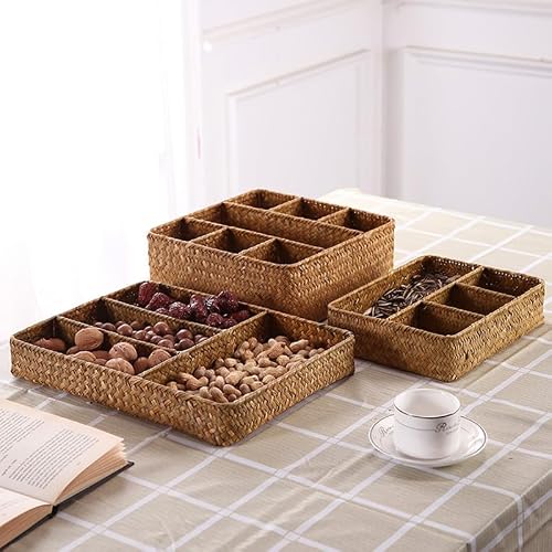YANGQIHOME Tea Bag and Sugar Packet Holder - Stylish Coffee Station Condiment Organizer, Seagrass Storage Basket, Wicker Rattan Divided Basket for Drawer, Shelf or Countertop - Image 6