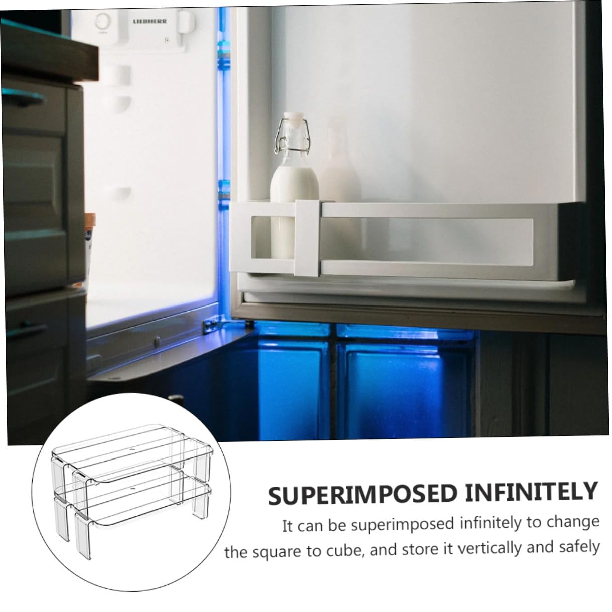 Estante de Almacenamiento Transparente Multifuncional 2piezas Plástico | Organizador para Nevera, Separadores para Nevera, Almacenamiento Nevera, Estante Nevera, Accesorios Frigorifico
