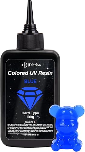 JDiction Resina UV azul, 3.53 oz de resina UV de color, sin olor y dura, kit de resina UV para fabricación de joyas, fundición y revestimiento de