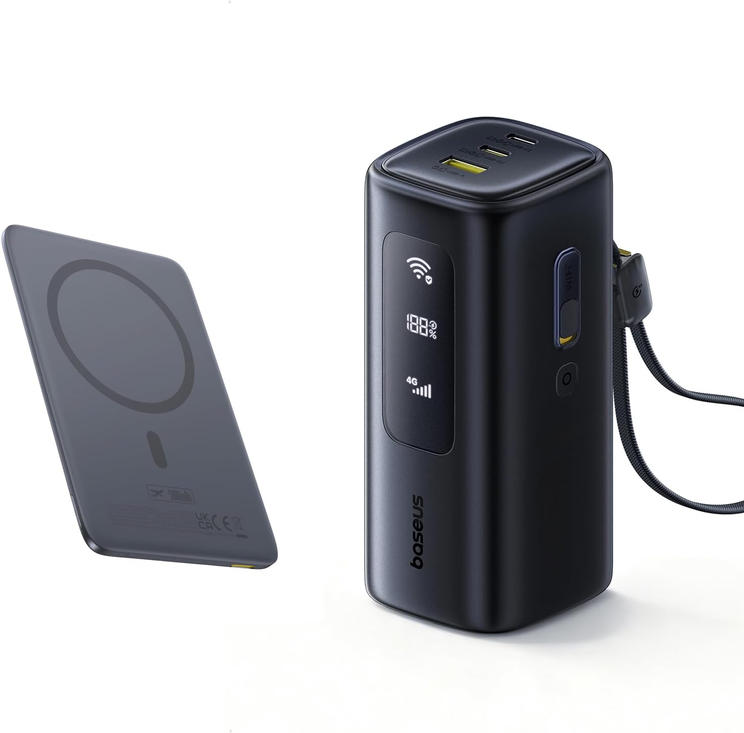 Baseus WiFi Hotspot Power Bank & 0.3 inch Ultra Slim 5000mAh Magsafe Battery Pack