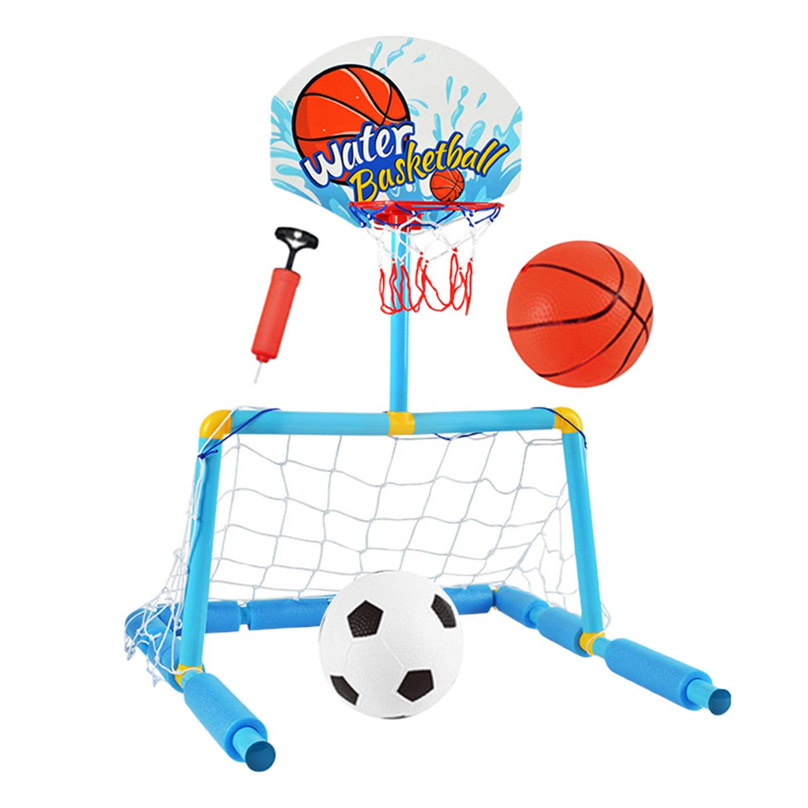 2-in-1-Pool-Basketballtor – interaktives Wasserspielset mit 2 Bällen, großes Pool-Hoop-Spiel, langlebiges Wassersportspielzeug aus Kunststoff, lustiges Hinterhof-Spieldesign, Basketballtor für die Fam