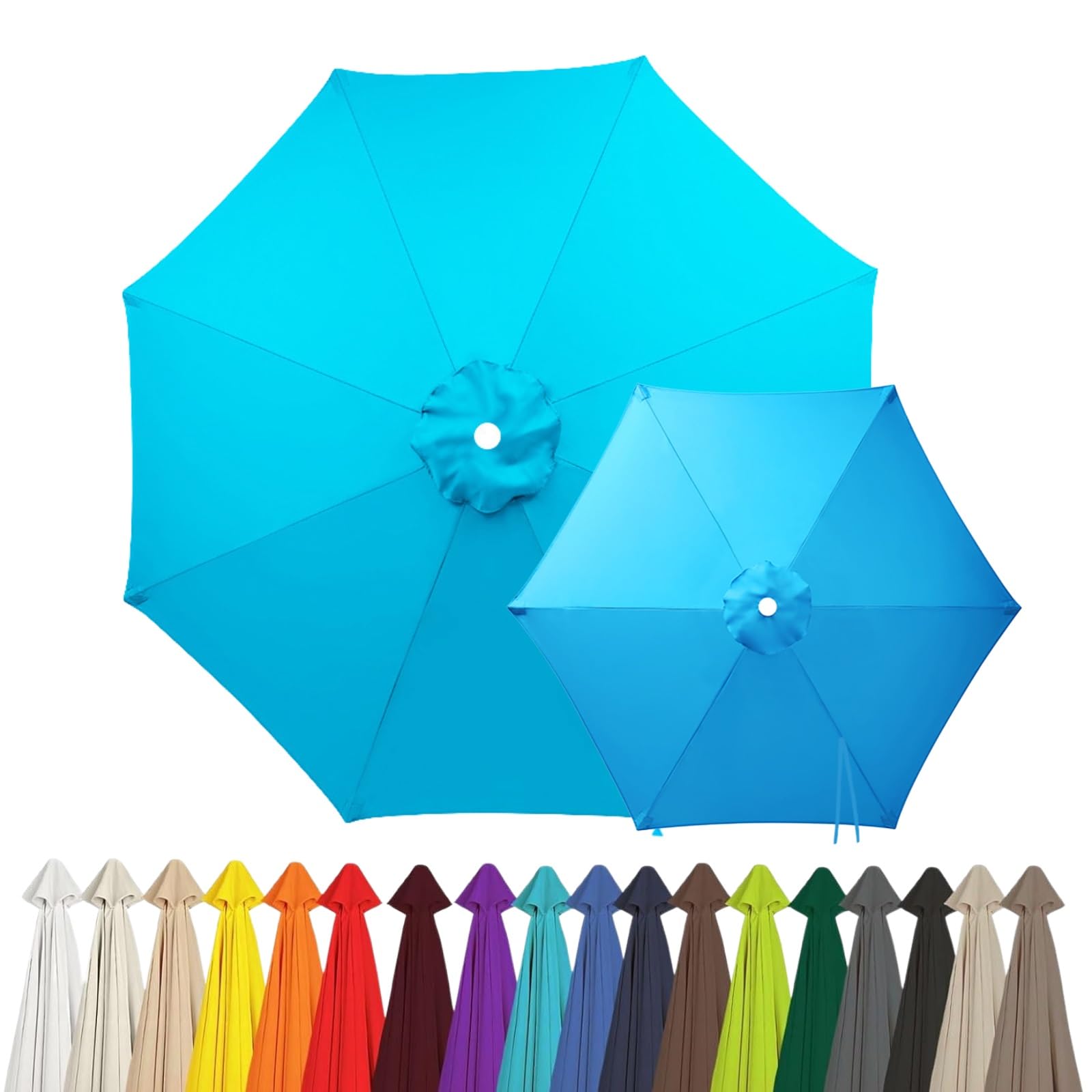 2m 2.15m 2.5m 2.7m 3.0m 4.0m Replacement Parasol Canopy for 6/8 Arms, Waterproof Outdoor Garden Parasol Fabric Cover, UV Protection Sun Shade Replacement Top Only(Light Blue,8-RIBS-9.2FT/2.80m)
