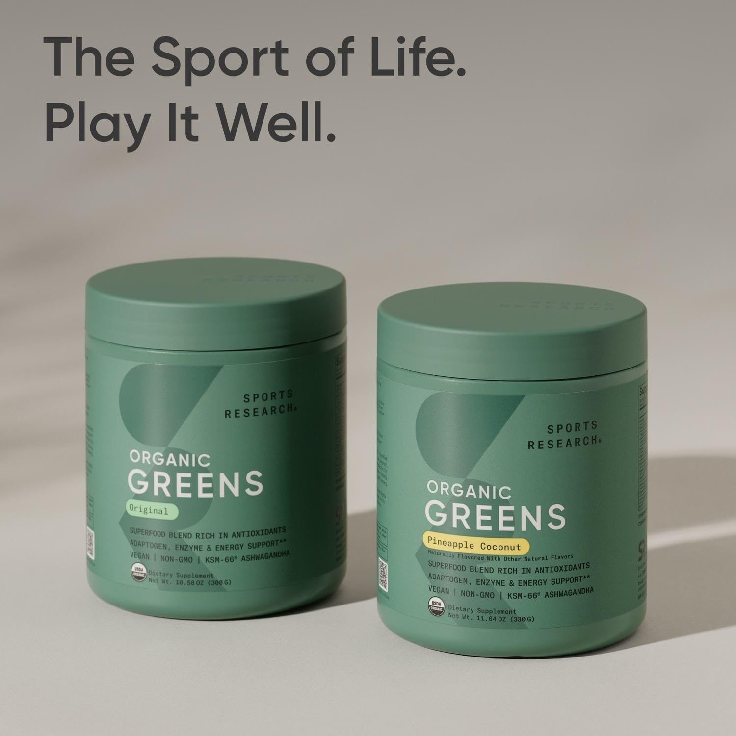 61IyAWvIdSL._AC_SL1500_ Sports Research® Organic Greens Superfood Powder w/Spirulina & Chlorella, Adaptogens, Enzymes, Probiotics & 8 VIT Bs for Gut & Mood Support* - Vegan, Sugar-Free & Low-Cal Original 30 Servings