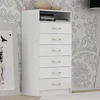 Cômoda Atlas Com 6 Gavetas Para TV Branco Evidência - UN