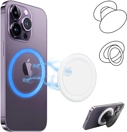 GCQOO Base magnética esmerilada para PopSocket para iPhone 141312, soporte de teléfono extraíble compatible con fundas MagSafe