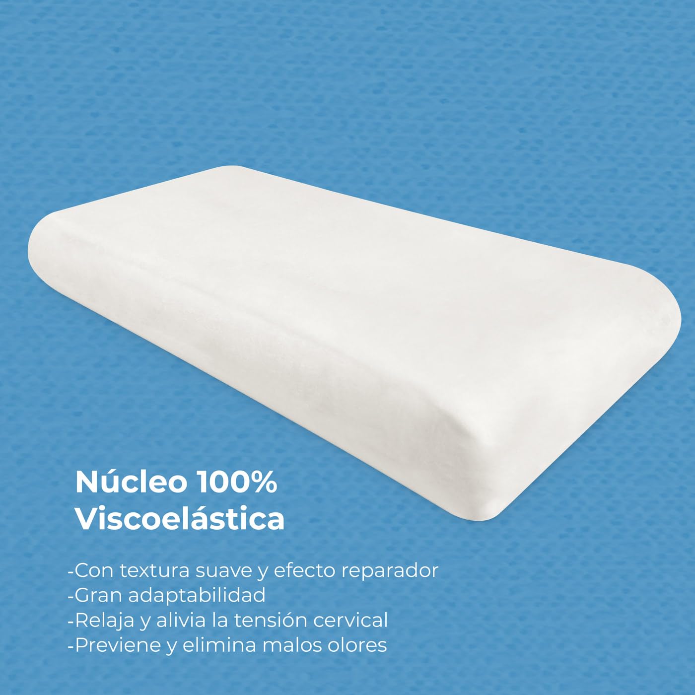 amuéblate online - Almohada Viscoelástica Visco Aloe Vera | Máximo Confort y Excelente Adaptabilidad con Propiedades Antiestrés | 2 Unidades de 80 x 40 cm