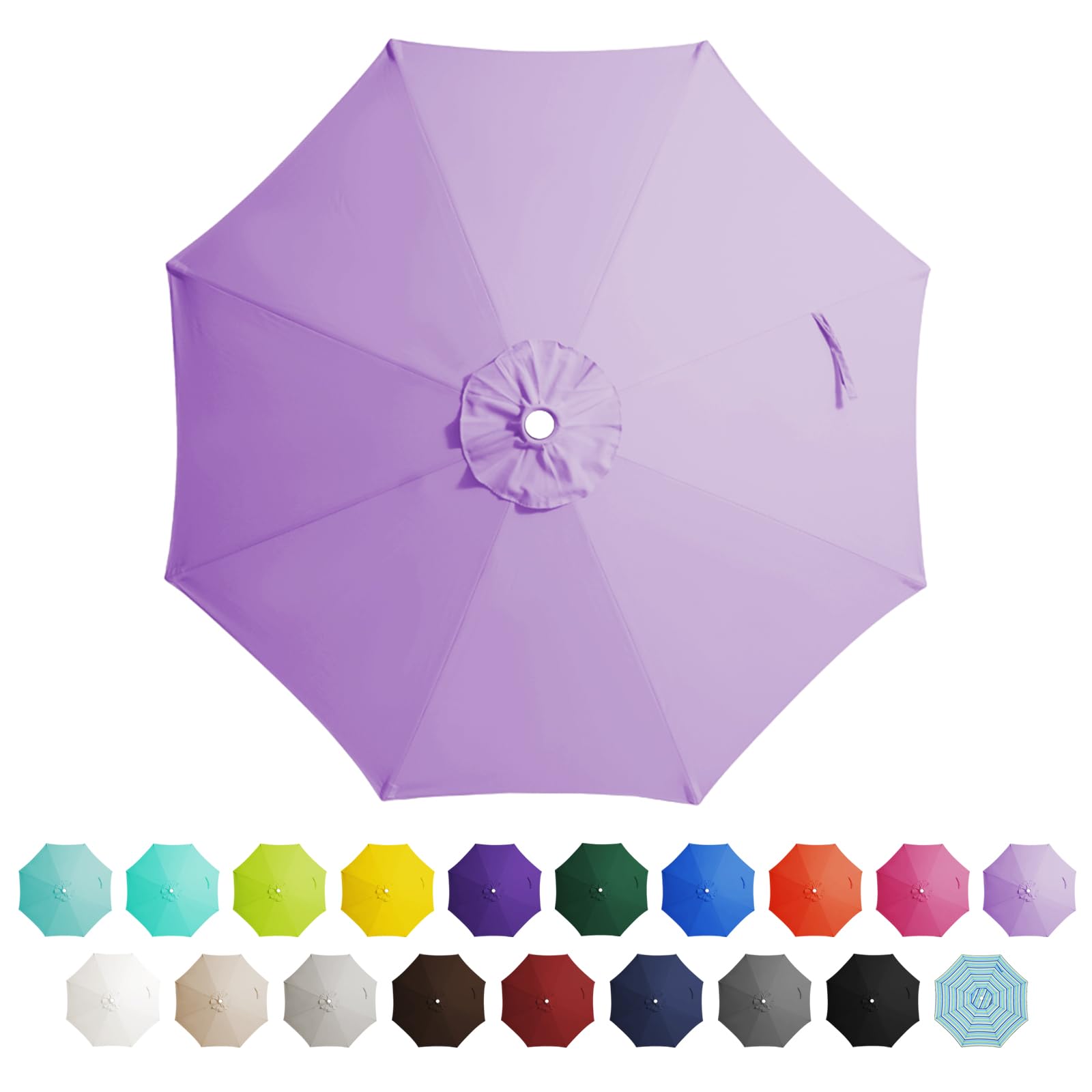 JEAREY 9 ft Patio Umbrella Replacement Canopy for 8 Ribs, Table Market Yard Umbrella Replacement Top Cover with 8 Ribs (Canopy Only)