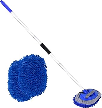 62" Car Wash Brush with Long Handle Chenille Scratch-Free Head Aluminum Pole