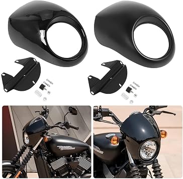 Front Headlight Fairing Cowl Mask Compatible for Harley Davidson Sportster 883 Iron 1200 Dyna XL/FX with 39mm Narrow Glide Fork 1973-2024 (Glossy Black)