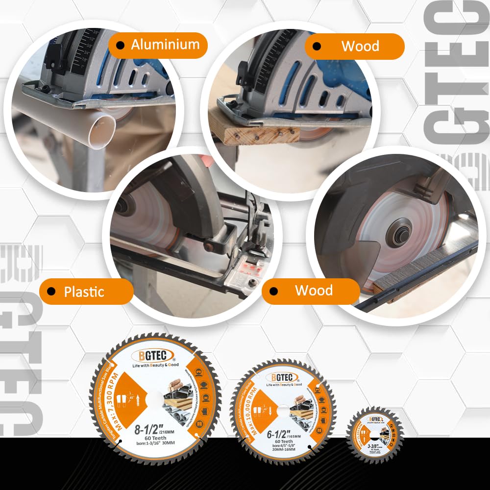 Lame per Seghe Circolari TCT con Denti in Metallo Duro per Uso Generale 165MM 60T con Foro di 20MM per Legno Alluminio Plastica Rame BGTEC, 5 Confezioni
