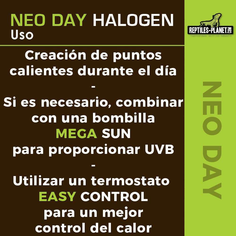 Reptiles Planet Neo Day Halogen - Bombilla térmica para Terrario (35 W, Color Blanco