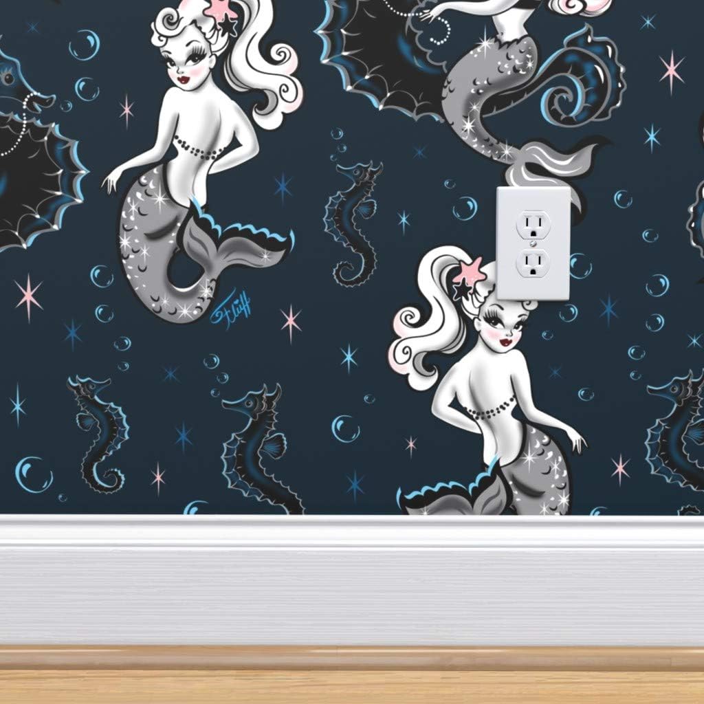 Buy 1 get 1 Spoonflower Peel and Stick Removable Wallpaper, Mermaid Mermaids Retro Mermaid Vintage Mermaid Seahorse Mermaid Print, Self-Adhesive Wallpaper 24in x 108in Roll 🛒 Crazy Deals Spoonflower Peel and Stick Removable Wallpaper, Mermaid Mermaids Retro Mermaid Vintage Mermaid Seahorse Mermaid Print, Self-Adhesive Wallpaper 24in x 108in Roll