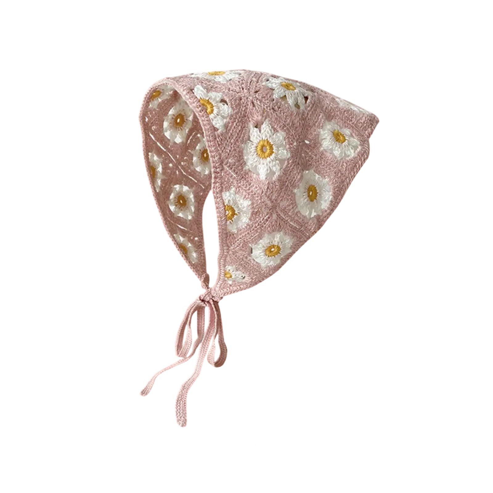 Ziddar Women's B Floral Crochet Hair Andana Tie Knotted Headscarf Retro Headband Knitted Head Kerchief For Triangular Head Scarf Crochet Head Scarf Hair Andanas