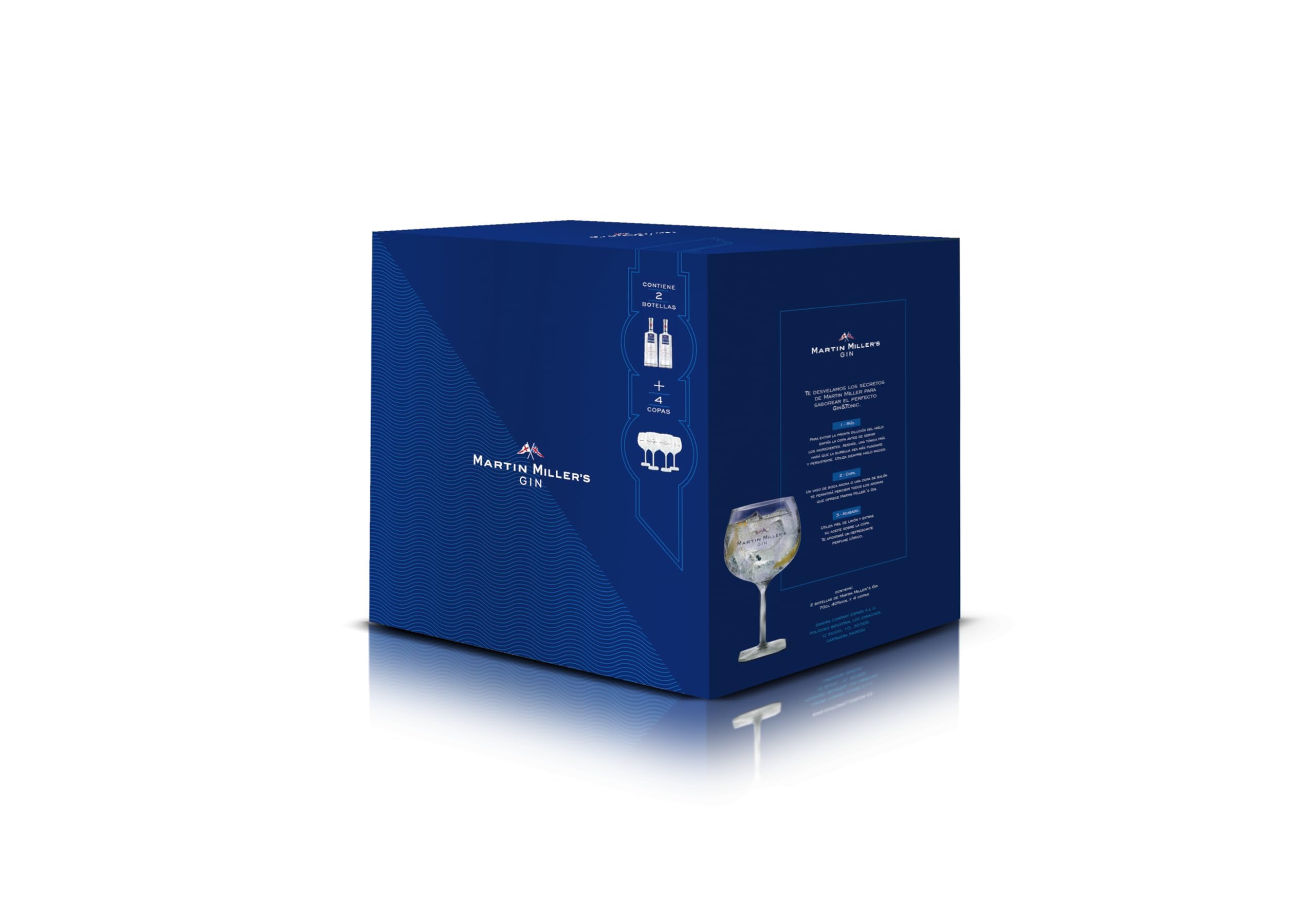 Martin Miller's Ginebra - Pack para Regalo: 2 Botellas de 70 cl + 4 Copas Exclusivas | Para Gin Tonic y Cócteles Sofisticados