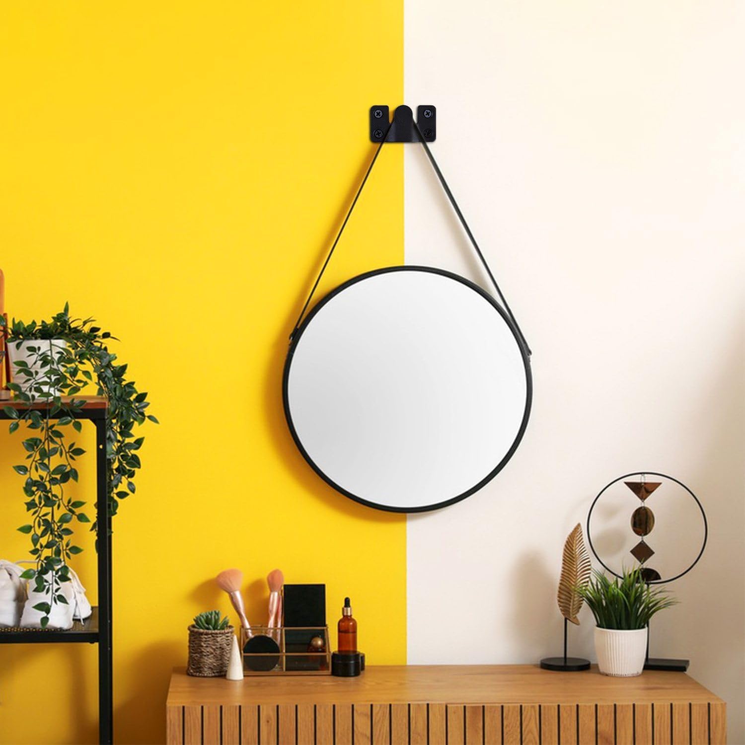 4 Pairs Interlocking Flush Mount Bracket Picture Hanging Bracket Wall Mounting Hardware Stainless Steel Photo Frame Hook Heavy Duty Z Clip Bracket Large Picture Hanger Buckle Black Furniture Connector