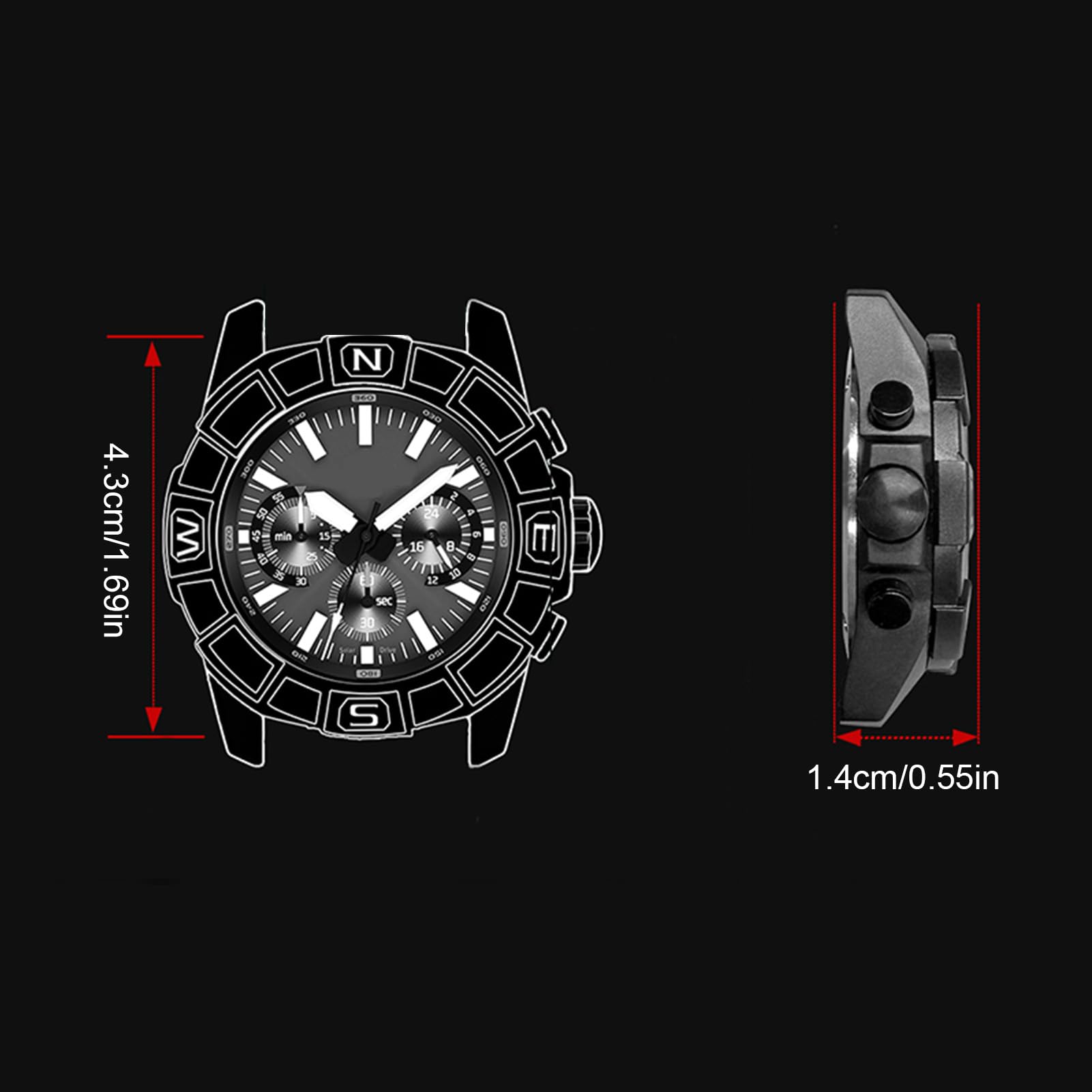 Alomejor Orologio in Quarzo Solare, Orologio da Polso da Uomo Unisex con Mani Luminose, 50 M di Acqua per Uomini Donne Affari Casuali Quotidianamente, Alla Moda e Duratura