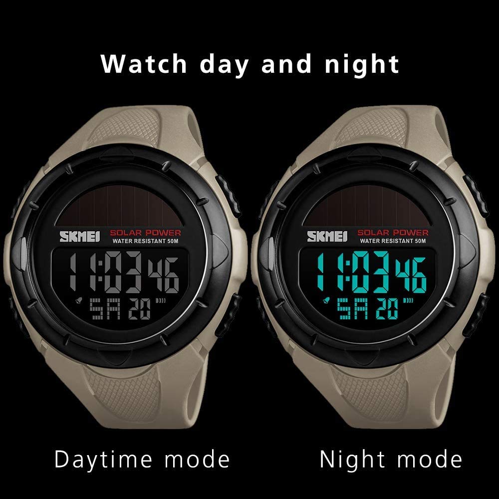 MASTOP Reloj deportivo digital militar para hombre, luz trasera LED, alarma, cronómetro, resistente al agua, 50 m, resistente al agua, para hombre