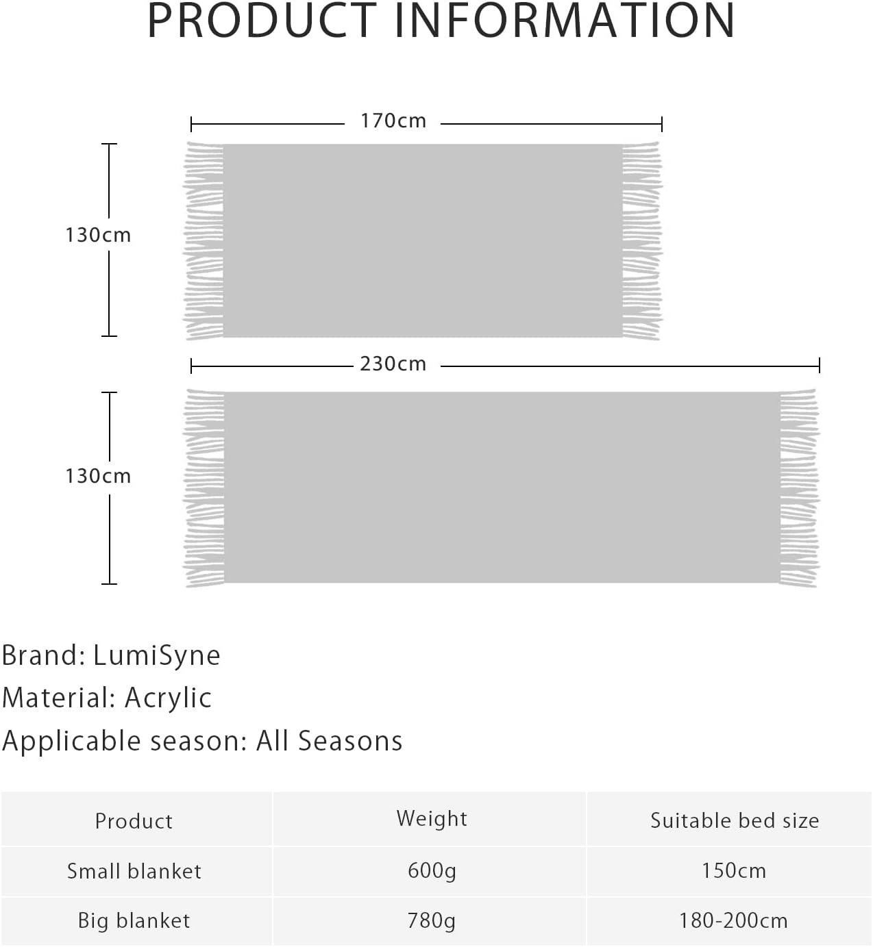 Knitted Throw Blanket with Tassels Houndstooth Bohemian Check Soft Warm Cozy Lightweight Couch Cover Bedspread Decorative Blanket for Sofa Bed Couch Settee 230x130cm