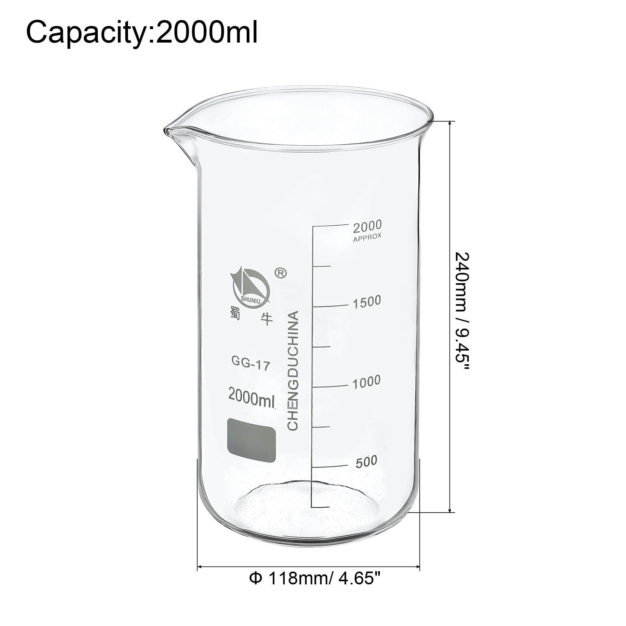 Zlewka laboratoryjna z dziobkiem, Miarka ze szkła borokrzemianowego z dziobkiem, wiele rozmiarów(2000ml)