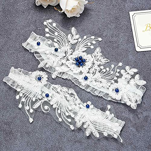 Yikisdy Bride Wedding Leg Garter Set White Lace Garter Belt Bead Floral Garters Stretch Bridal Accessories For Women And Girls (Pack Of 2) #TOP1