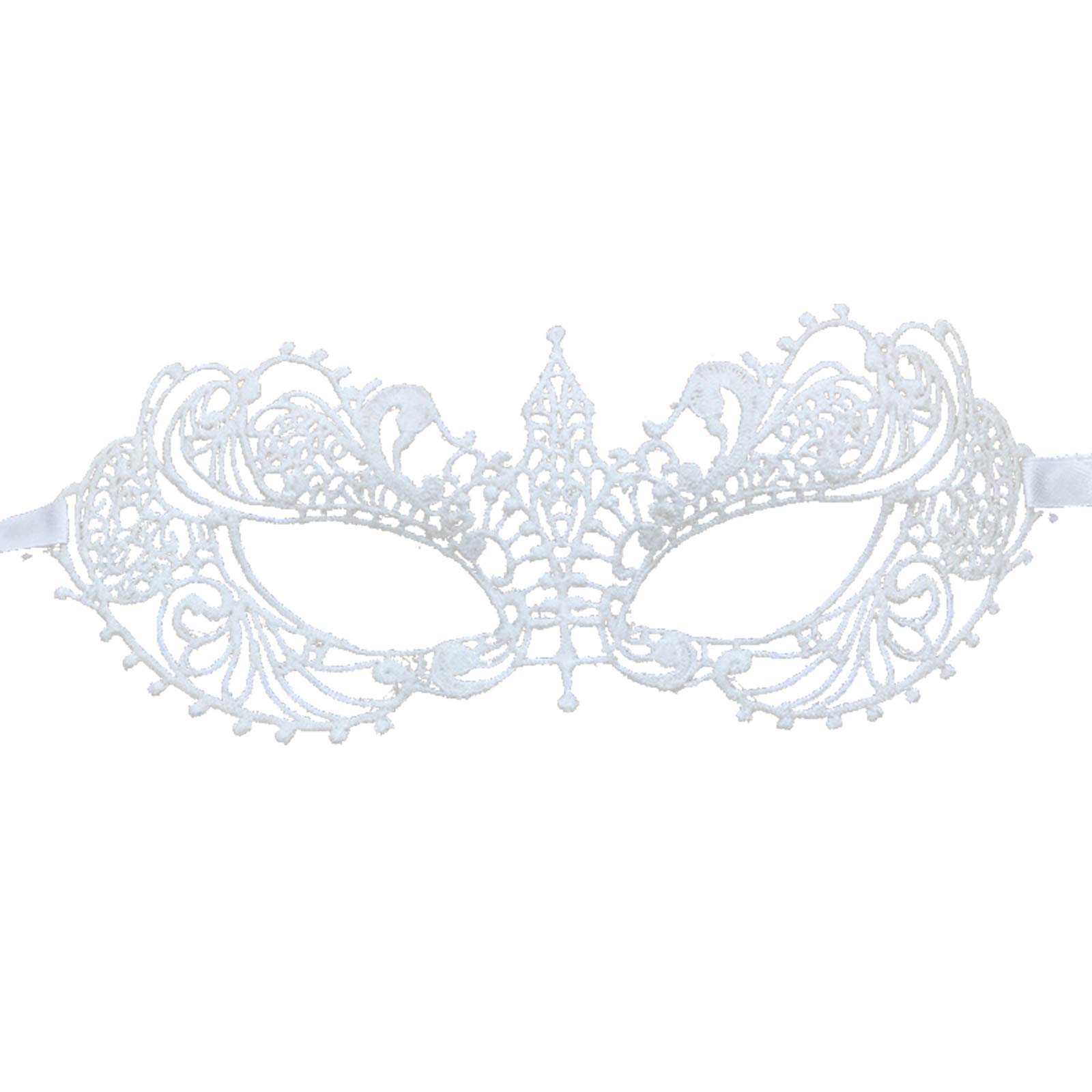 Jamron Women Elegant White Lace Eye Mask for Masquerade Halloween Party Prom Ball Carnival Dress Mask SN07830 Pointy