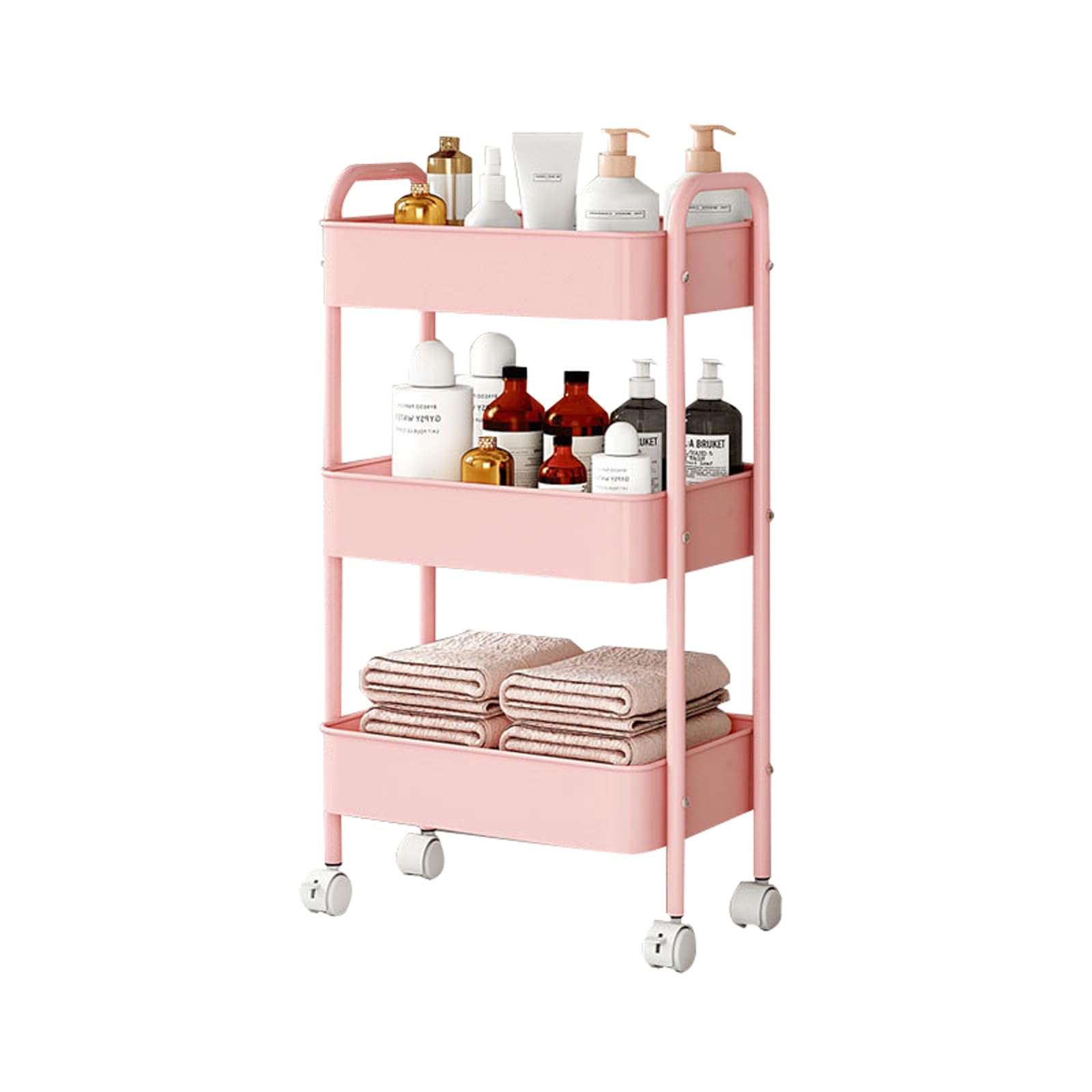 Carrito rodante de 3 niveles con encimera para cocina, manualidades, belleza, diseño delgado con ruedas para organización del hogar y la oficina