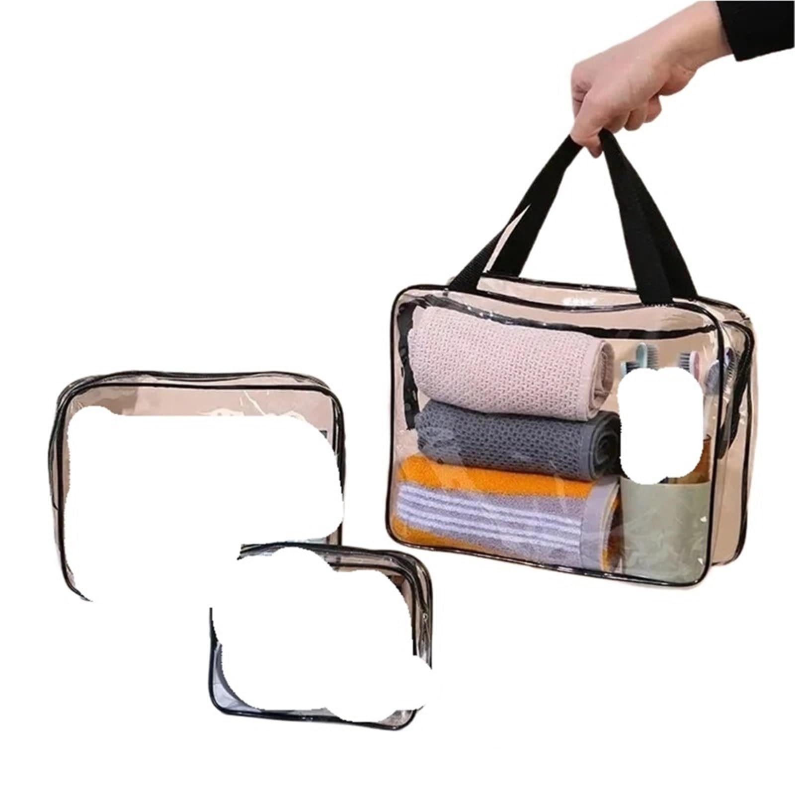 Transparente Kulturbeutel Große Kapazität Tasche Reise Organizer Aufbewahrungstasche Make-up Kosmetiktasche Multifunktion Geeignet Für Reisen, Bad, Schwimmen(3 Sizes Set)
