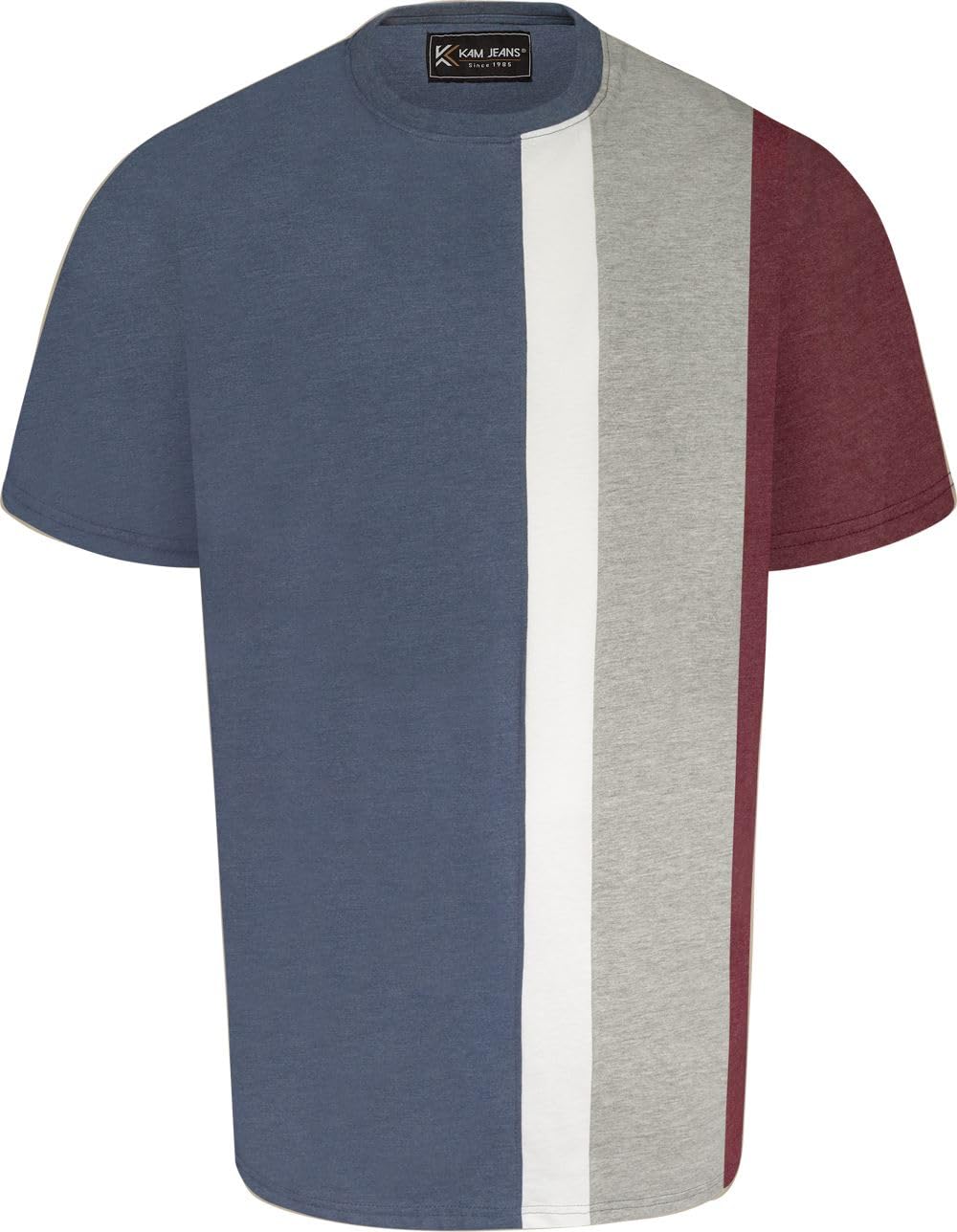 Kam Men's Blue Jeanswear Cut And Saw Vertical Stripe Ss T-Shirt - 6XL