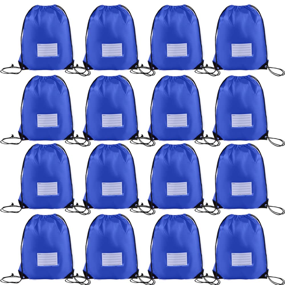 CODOBON 16 Pack Drawstring Bags,Bulk Draw String Backpack, DIY Gym Sports Cinch Bag Sackpack for Women Men, Royal Blue