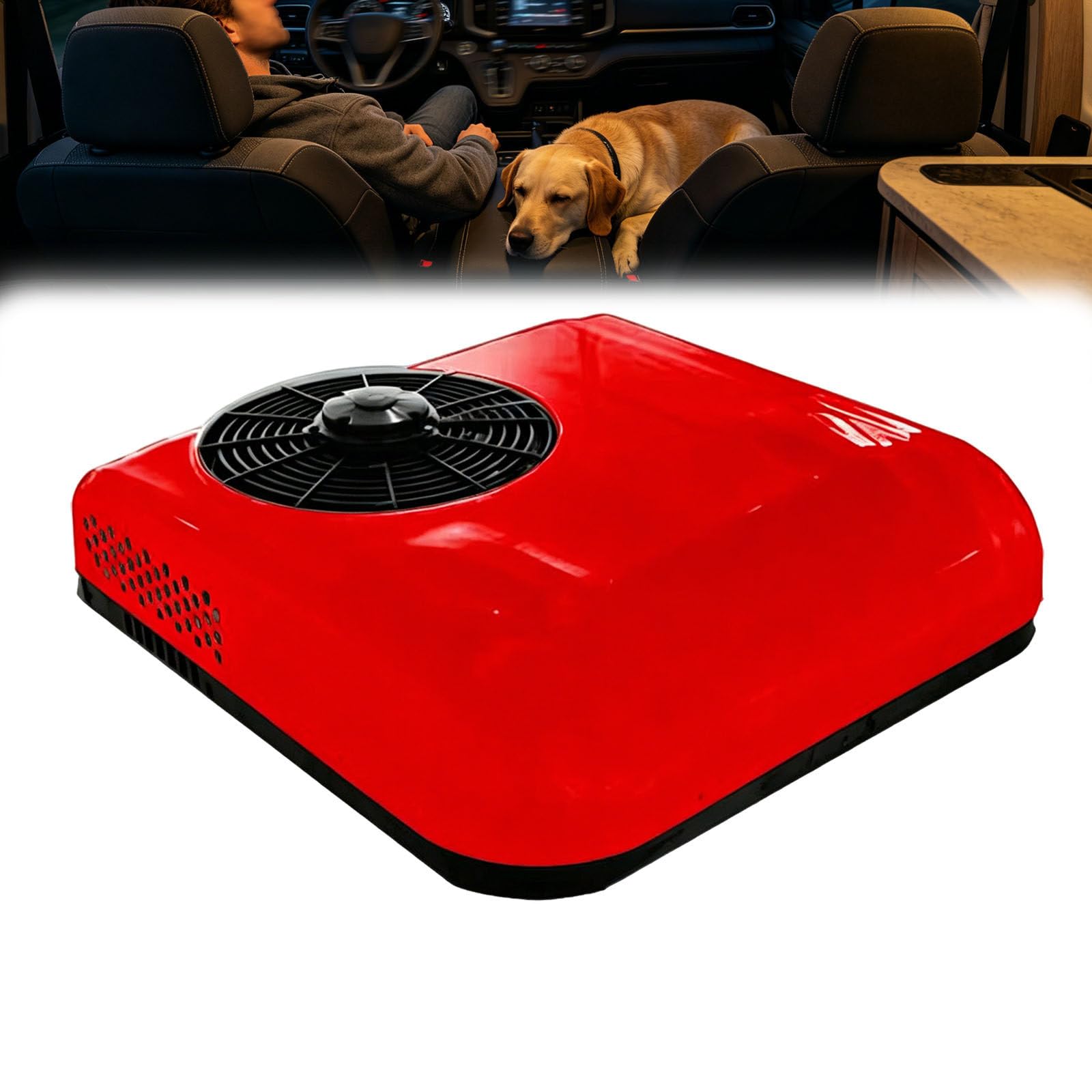 12/24V DC Rooftop Parking Air Conditioner, Rapid Cooling for Trucks Red-24V