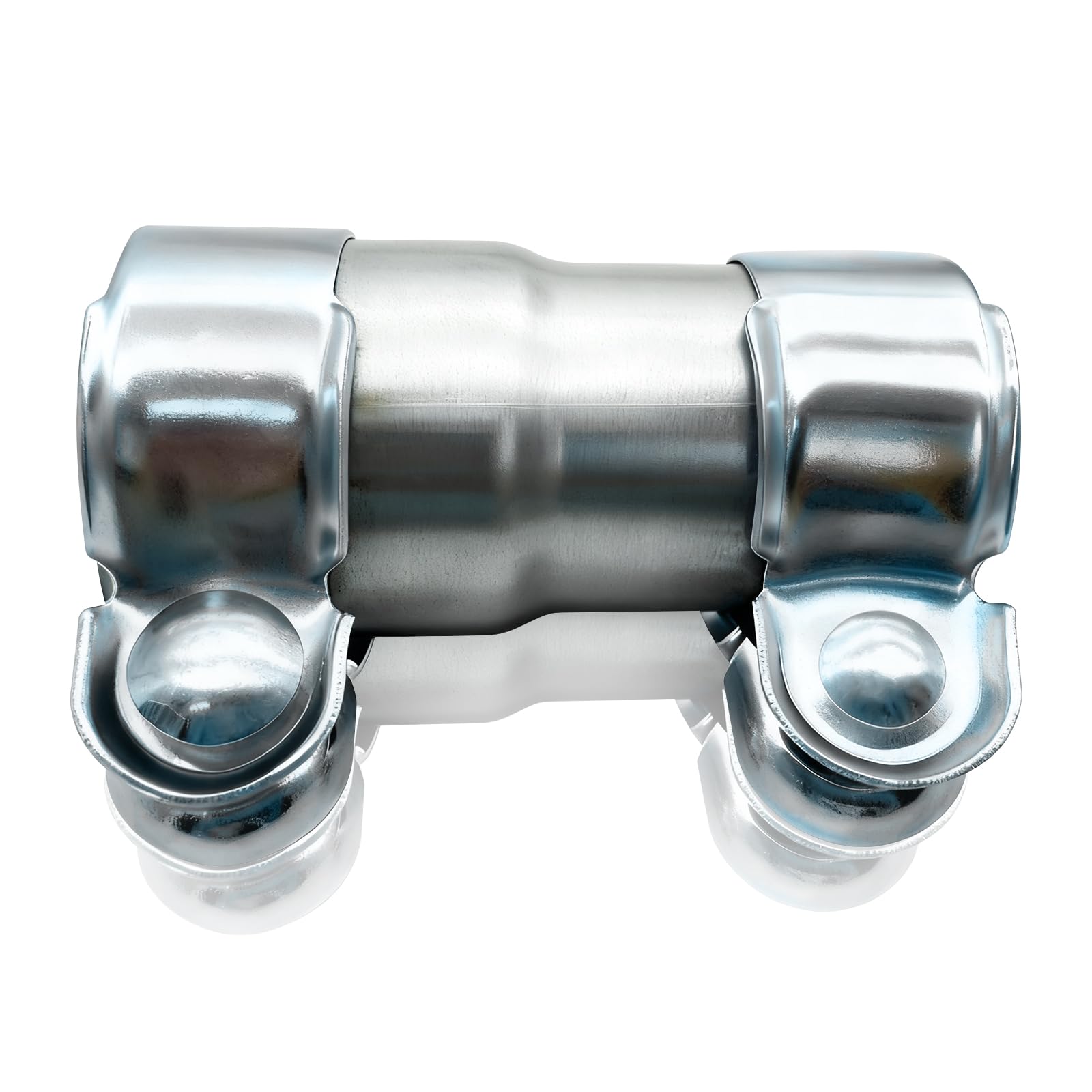 Dhswnng Silver Exhaust Clamp Pipe Connector, 45Mm To 51Mm Stainless Steel Exhaust Coupler Lap Joint Band Clamp Adjustable Exhausted Sleeve Reducer Pipe Sleeve Repair Fit Most Models