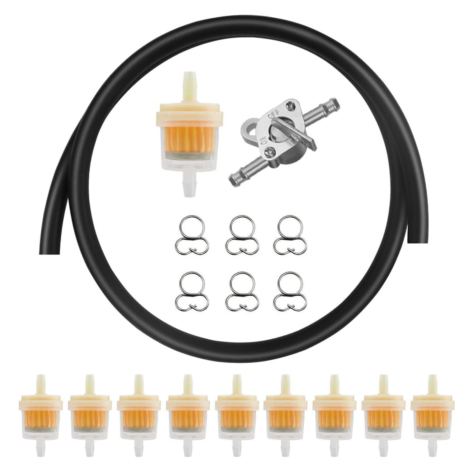 VooGenzek 2x Benzinfilter 6-8mm - Inline Kraftstofffilter Mit Schlauchschellen