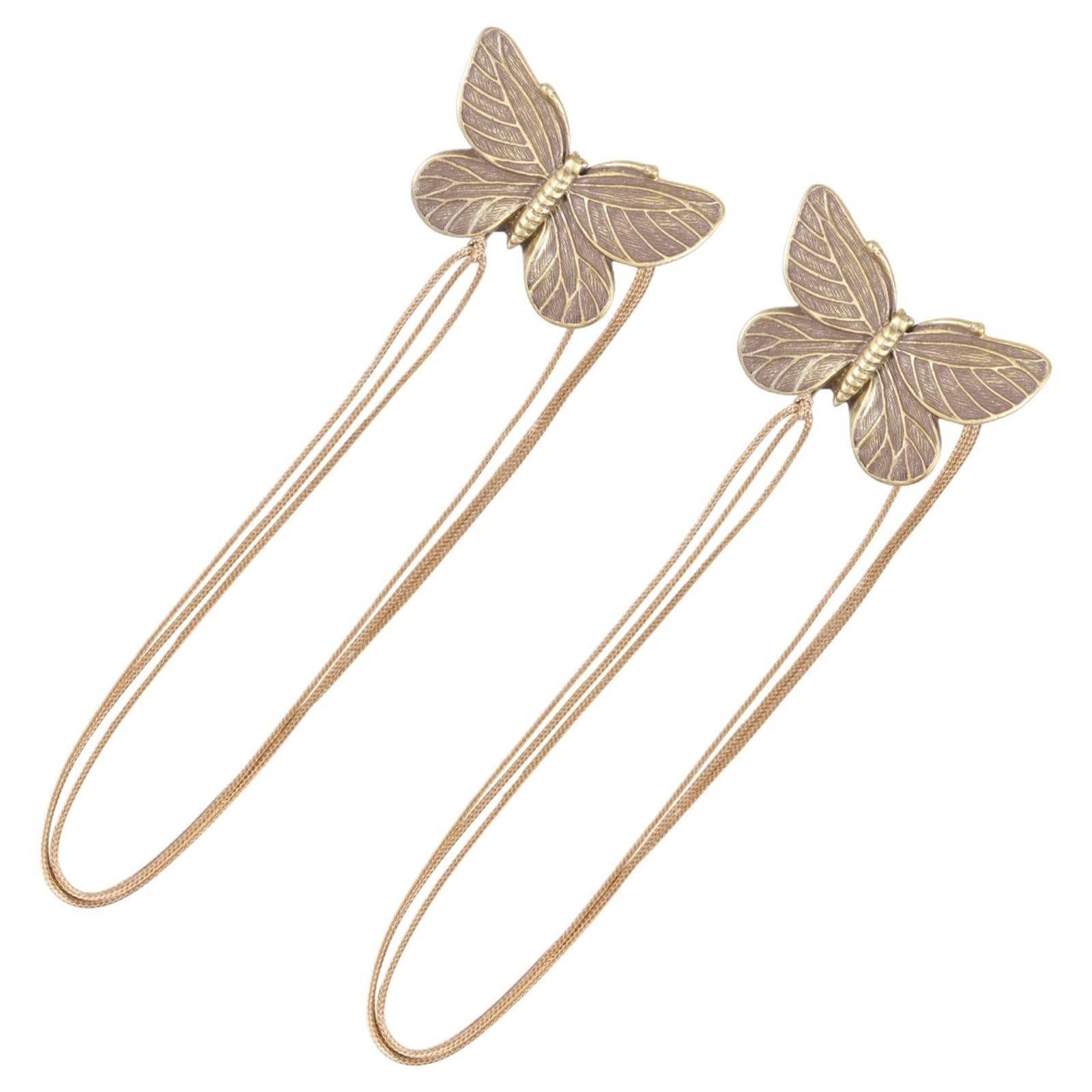 Lot de 2 embrasses de rideaux magnétiques en résine pour fenêtre - Accessoires élégants (bronze 2 papillons)