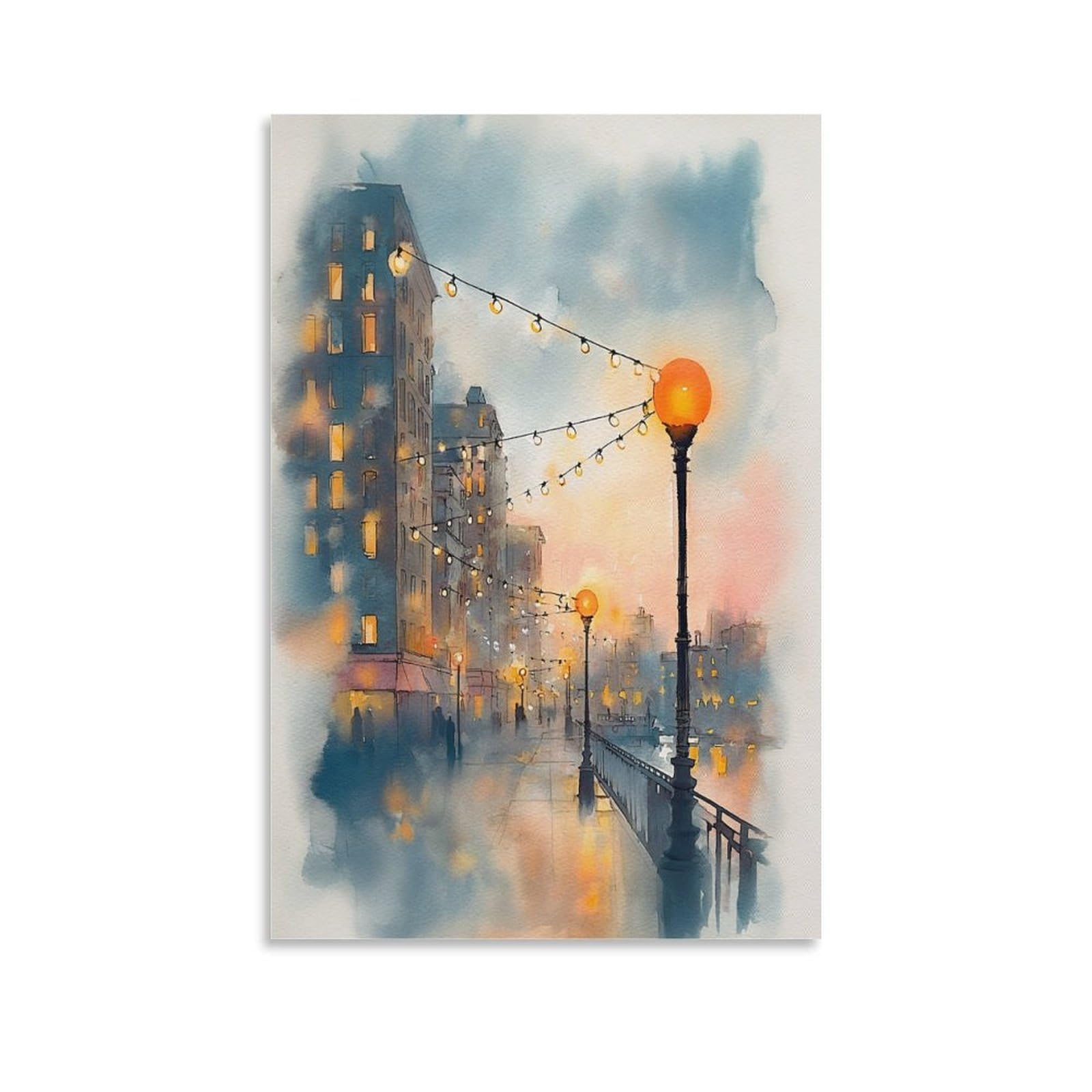 LCYNNH Retro Seattle 20x30inch(50x75cm) Vintage Travel Poster Watercolor Canvas Art